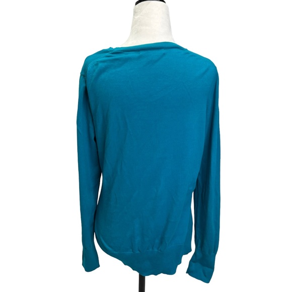 Banana Republic Blue Cotton V-Neck Long Sleeve Pullover Sweater Size M - Picture 4 of 9